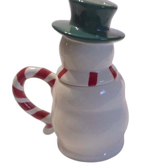 Temptations by Tara Snowman Tea set Pot & 2 Cups with Green & Red Lids - Picture 8 of 16